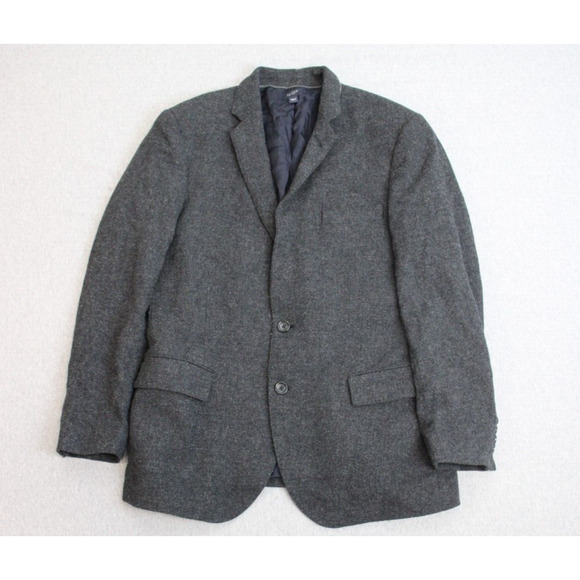J Crew Blazer Jacket Mens 40R Gray Ludlow 2-Button Tweed Wool